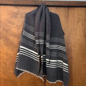 J. Crew Gray and White Textured Shawl